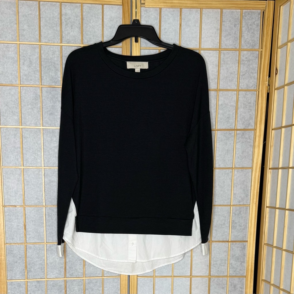 LOFT Black and White Layered top size M